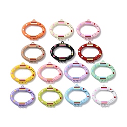 Mixed Color Spray Painted Alloy Spring Gate Ring, Oval with 3 Loops, Mixed Color, 27x30x4mm, Hole: 1.4mm and 1.8mm