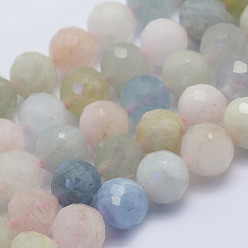 Morganite Chapelets de perles morganite naturelles  , ronde à facettes, a- année, 8mm, Trou: 1mm, Environ 55 pcs/chapelet, 15.7 pouce (40 cm)