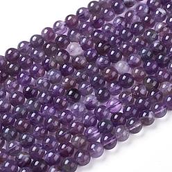Amethyst Natural Amethyst Round Bead Strands, Grade B, 6mm, Hole: 1mm, about 65pcs/strand, 15.74 inch