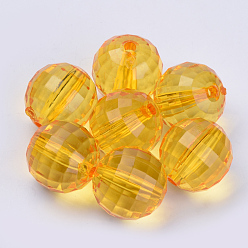 Orange Perles acryliques transparentes, facette, ronde, orange, 8x8mm, trou: 1.5 mm, environ 1770 pcs / 500 g