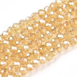 Mocassin Perles en verre electroplate, perle plaquée lustre, facette, rondelle, mocassin, 6x5mm, Trou: 1mm, Environ 85~88 pcs/chapelet, 16.1~16.5 pouce (41~42 cm)
