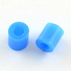 Dodger Blue PE Fuse Beads, DIY Melty Beads, Tube, Dodger Blue, 5x5mm, Hole: 3mm, about 8000pcs/500g