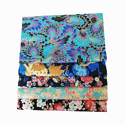 Turquoise Tissu artisanal en coton, lot rectangle patchwork peluches différents modèles, pour bricolage couture quilting scrapbooking, avec motif de style zéphyr japonais, turquoise, 25x20 cm, 5 pièces / kit