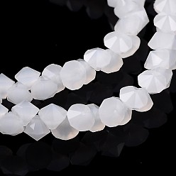 White Diamond Shape Imitation Jade Glass Bead Strands, White, 4x4mm, Hole: 0.5mm, about 150pcs/strand, 12.9 inch