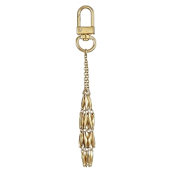 Golden 304 Stainless Steel Braided Macrame Pouch Empty Stone Holder for Pendant Decorations, with Alloy Swivel Clasps, Golden, 109mm