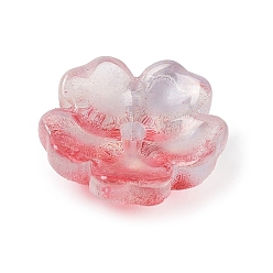Rouge Bouchons de perles de verre, fleur, rouge, 13.5x13.5x4mm, Trou: 1.6mm