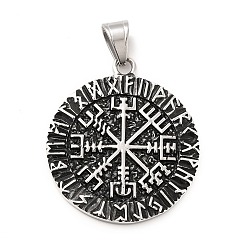 Antique Silver 304 Stainless Steel Pendants, Viking Talisman Charms, Antique Silver, 44.5x39x3.5mm, Hole: 9x6mm