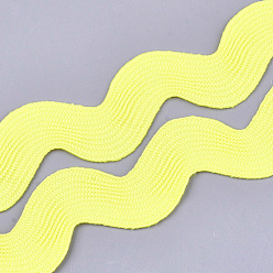 Jaune Rubans de polyester, la forme d'onde, jaune, 38~40 mm, 10 yard / carte