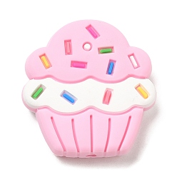 Pink Perles focales en silicone écologiques de qualité alimentaire pour gâteaux, perles à mâcher pour les jouets de dentition, Diy soins infirmiers colliers faisant, rose, 28.5x27.5x8mm, Trou: 2.2mm