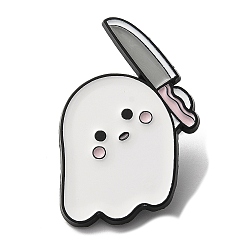 Tool Halloween Ghost with Knife Enamel Pin, Electrophoresis Black Zinc Alloy Brooch for Backpack Clothes, Tool, 35x23x1.5mm