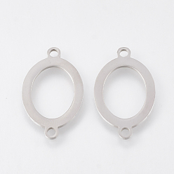 Stainless Steel Color 201 Stainless Steel Links connectors, Laser Cut Links, Oval, Stainless Steel Color, 21.5x13x1mm, Hole: 1mm