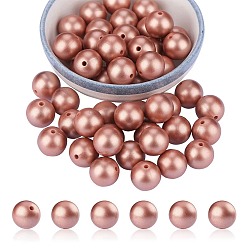 Rosy Brown 50Pcs Silicone Beads Round Rubber Beads 15MM Loose Spacer Beads for DIY Supplies Jewelry Keychain Making (Rose Gold), Rosy Brown, 15mm, Hole: 1.8mm