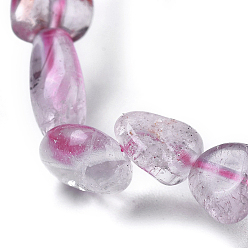 Quartz Bracelets extensibles de perles de quartz mélangés naturels, pierre tombée, nuggets, diamètre intérieur: 2~2-1/4 pouce (5.2~5.6 cm)
