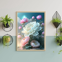 Colorful Peony Flower Pattern Fancy Theme DIY Diamond Painting Kit, Including Resin Rhinestone Bag, Diamond Sticky Pen, Tray Plate and Glue Clay, Colorful, 400x300mm