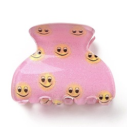 Бледно-Розовый Акриловые заколки с когтями для волос с рисунком улыбающегося лица, аксессуары для волос для девочек, розовый жемчуг, 30x40x31.5 мм
