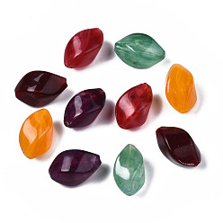 Mixed Color Acrylic Beads, Imitation Gemstone Style, Twist, Mixed Color, 17x12x11mm, Hole: 1.8mm, about 500pcs/500g