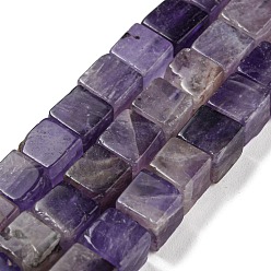 Amethyst Natural Amethyst Beads Strands, Cube, 6~6.5x6~6.5x6~6.5mm, Hole: 1.2mm, about 63~64pcs/strand, 15''~15.16''(38.1~38.5cm)
