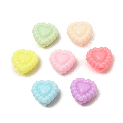 Mixed Color Opaque Acrylic Beads, Heart, Mixed Color, 8.5x8.5x4.5mm, Hole: 1.6mm, about 3571pcs/500g