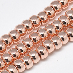 Rose Gold Plated Electroplate Non-magnetic Synthetic Hematite Beads Strands, Rondelle, Rose Gold Plated, 6x4mm, Hole: 2mm, about 97pcs/strand, 15.7 inch
