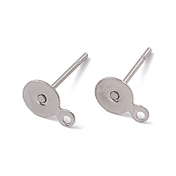 Stainless Steel Color 304 Stainless Steel Stud Earring Findings, with Loop, Stainless Steel Color, 12x7mm