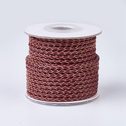 Коричневый Плетеные кожаные шнуры, круглые, коричневые, 3 мм, около 10 ярдов / рулон