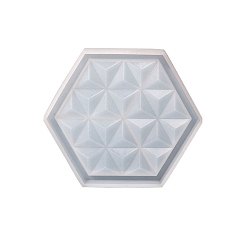 White Hexagon Shape Cup Mat Silicone Molds, Resin Casting Coaster Molds, for UV Resin, Epoxy Resin Craft Making, White, 105x122x15mm