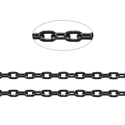 Electrophoresis Black 304 Stainless Steel Cable Chains, Diamond Cut Chains, Soldered, Faceted, with Spool, Oval, Electrophoresis Black, 1.5x1x0.3mm, about 32.8 Feet(10m)/roll
