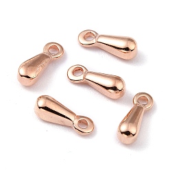 Rose Gold Ion Plating(IP) 304 Stainless Steel Charms, Chain Extender Drop, Teardrop, Rose Gold, 7.5x2.5x2.3mm, Hole: 1mm