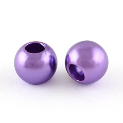 Violet Foncé Perles européennes imitation plastique abs, perles de rondelle avec grand trou , violet foncé, 11.5~12x10mm, Trou: 4~5mm, environ780 pcs / 500 g