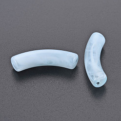 Bleu Clair Perles acryliques transparentes, style de pierres fines imitation, tube incurvé, bleu clair, 33x8x10.5mm, Trou: 1.6mm, environ300 pcs / 500 g