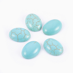 Turquoise Cabochons turquoises synthétiques, ovale, turquoise foncé, 10x8x4mm