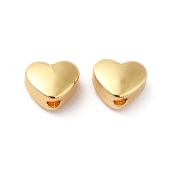 Oro Acumular cuentas de latón chapado, larga duración plateado, corazón, dorado, 5x6x3.5 mm, agujero: 1.5 mm