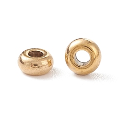 Oro 304 bolas de acero inoxidable, disco / plano y redondo, dorado, 4x2 mm, agujero: 1.5 mm