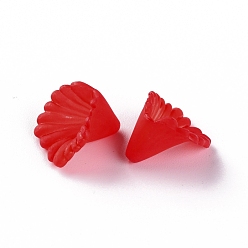 Red Frosted Acrylic Bead Caps, Flower, Red, 12x12x9mm, Hole: 1.2mm, about 1700pcs/500g