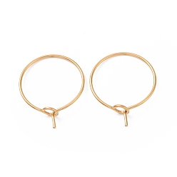 Golden Ion Plating(IP) 316L Surgical Stainless Steel Hoop Earring Findings, Wine Glass Charms Findings, Golden, 20x0.7mm, 21 Gauge