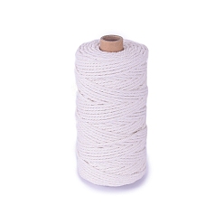 Beige 100M Round Cotton Braided Cord, for DIY Handmade Tassel Embroidery Craft, Beige, 3mm, about 109.36 Yards(100m)/Roll