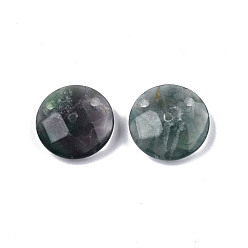 Fluorite Natural Fluorite Connector Charms, Faceted, Flat Round, 20x6~7mm, Hole: 1.4mm, Half Hole: 1.5mm