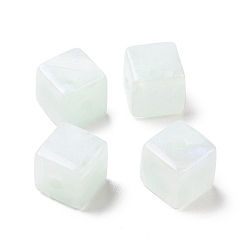 Ligamaza Abalorios de acrílico opacos, perlas de brillo, cubo, mielada, 13x13.5x13.5 mm, agujero: 3 mm, 180 unidades / 500 g