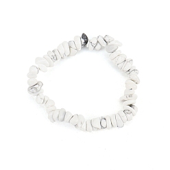 Howlite Bracelet extensible en perles de howlite naturelle pour femmes, 6-3/4~8-5/8 pouce (17~22 cm)