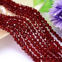 Rouge Imitation brins de perles de cristal autrichien, grade de aaa, facettes (32 facettes) rondes, rouge, 8mm, Trou: 0.9~1mm, Environ 50 pcs/chapelet, 15.7 pouce