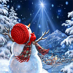 Snowman DIY Christmas Theme Diamond Painting Kits, including Resin Rhinestones, Diamond Sticky Pen, Tray Plate and Glue Clay, Snowman Pattern, 400x300mm