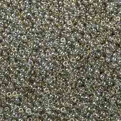 (RR1881) Прозрачный Серебристо-серый Золотой Блеск Миюки круглые бусины рокайль, японский бисер, 8/0, (rr 1881) прозрачный серебристо-серый золотой блеск, 3 мм, отверстие : 1 мм, Около 2111~2277 шт / 50 г