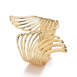Light Gold Bracelet de manchette enveloppant d'aile creuse en alliage, gros bracelet ouvert à charnière large pour femme, or et de lumière, diamètre intérieur: 2-1/8x2 pouce (5.35x5.2 cm)