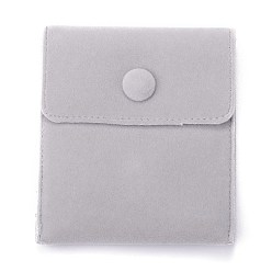 Gris Claro Bolsos de la joyería de terciopelo, Rectángulo, gris claro, 9.7x8.3x1.1 cm