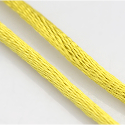 Champagne Yellow Macrame Rattail Chinese Knot Making Cords Round Nylon Braided String Threads, Satin Cord, Champagne Yellow, 2mm, about 10.93 yards(10m)/roll
