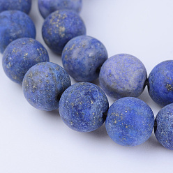 Lapis Lazuli Natural Lapis Lazuli Beads Strands, Round, Frosted, Dyed, 10~10.5mm, Hole: 1.2mm, about 37~40pcs/strand, 14.9~15.1 inch(38~38.5cm)