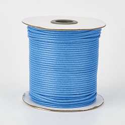 Deep Sky Blue Eco-Friendly Korean Waxed Polyester Cord, Deep Sky Blue, 3mm, about 41.01~41.56 Yards(37.5~38m)/Roll