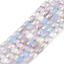 Chardon Brins de perles de verre de galvanoplastie de couleur dégradée, de couleur plaquée ab , facette, rectangle, chardon, 6.6x4.4x3mm, Trou: 1mm, Environ 77~83 pcs/chapelet, 20.59~21.46 pouce (52.3~54.5 cm)