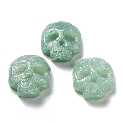 Green Aventurine Natural Green Aventurine Pendants, Halloween Skull Charms, Faceted, 21.5~22x19~19.5x6~6.5mm, Hole: 1mm