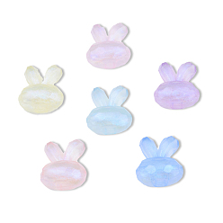 Mixed Color Transparent Acrylic Beads, with Glitter Powder, Rabbit, Mixed Color, 28.5x25x14.5mm, Hole: 3.5mm, about 99pcs/500g